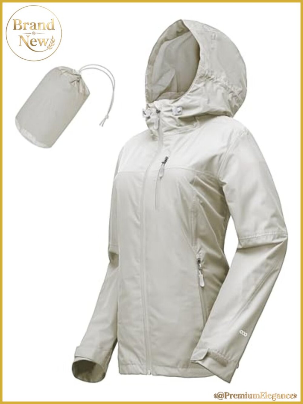 Waterproof Packable Rain Jacket for Women with Hood - Windbreaker for Running,